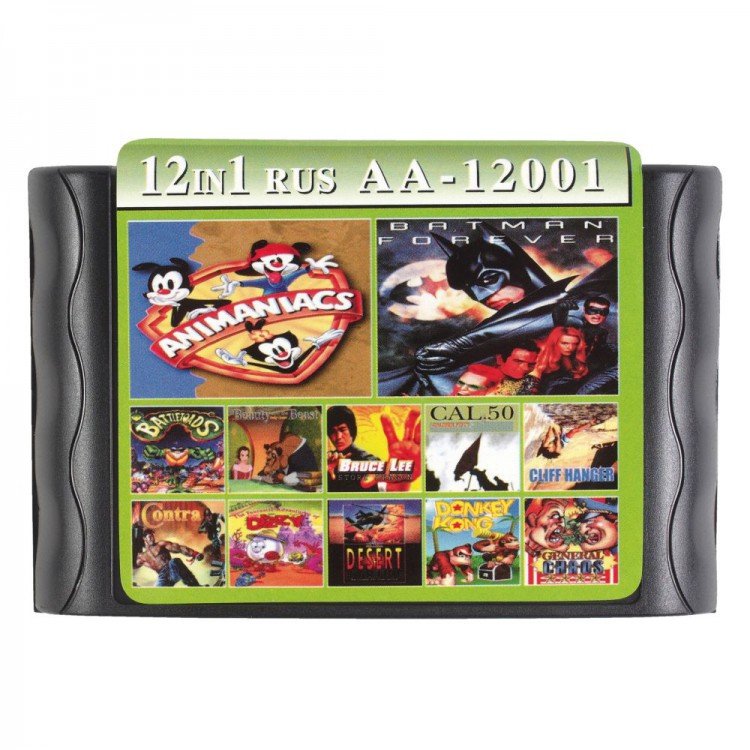 Картридж Сега 12 в 1  (AA-12001)  ANIMANINCS/BEAUTY & BEAST/CAL .50/DONKEY + 