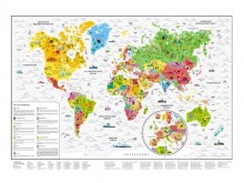 Стиральная скретч карта мира со стирающимся слоем (82x58 см)