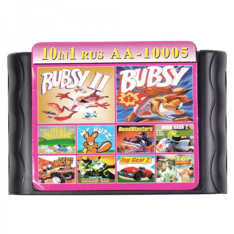 Картридж Сега 10 в 1 (AA-10005)  BUBSY 1,2 /DONALD  /MR. NUTZ +.. 