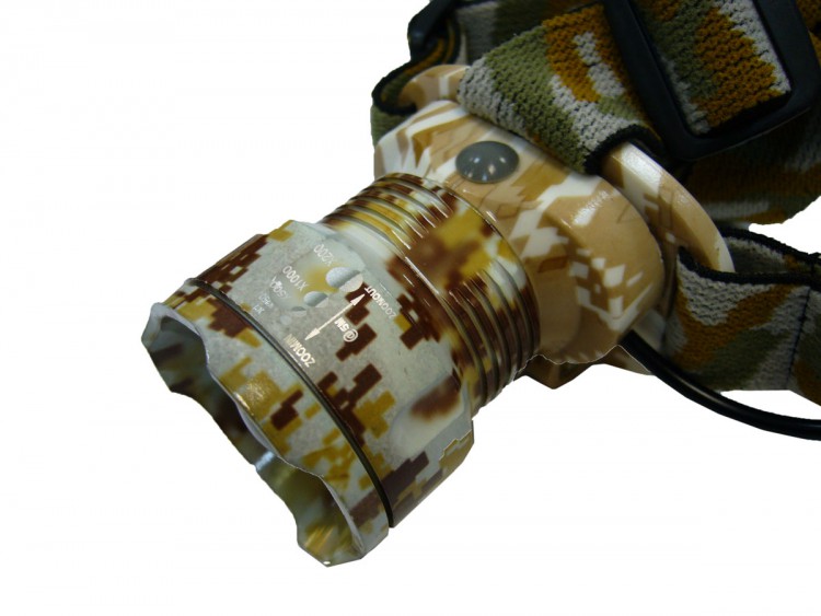 LED фонарь налобный CREE XML-T6 c аккумулятором 18650 и зумом Следопыт 