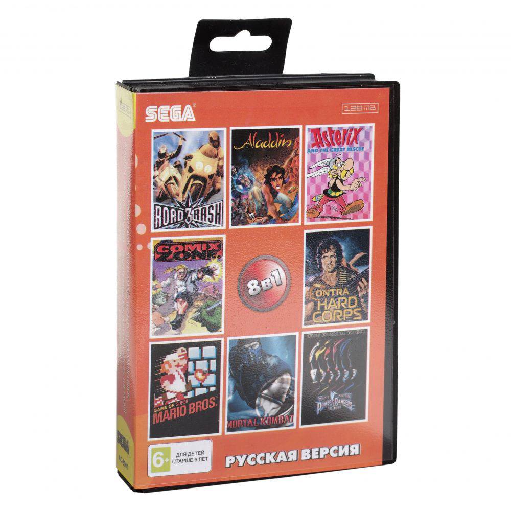 Картридж Sega 8 в 1 (AC-8001) CONTRA/ MARIO BROS/ALADDIN /ROAD RASH 3/COMIX  ZONE+.. — купить недорого в Екатеринбурге