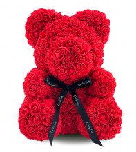 Мишка из роз 3d 40 см в коробке