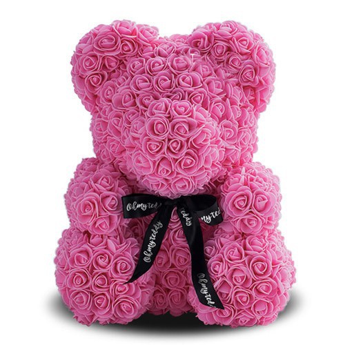 Мишка из роз 3d 40 см в коробке 