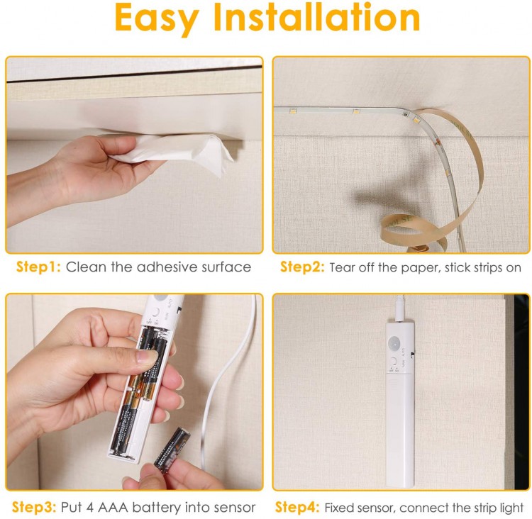 Светодиодная LED лента 2835 белая 1 м, USB, датчик движения, IP65 
