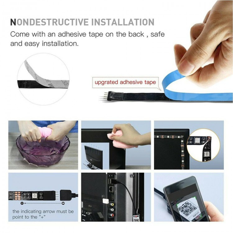Светодиодная LED лента 5050 RGB  1 м, USB, Bluetooth 