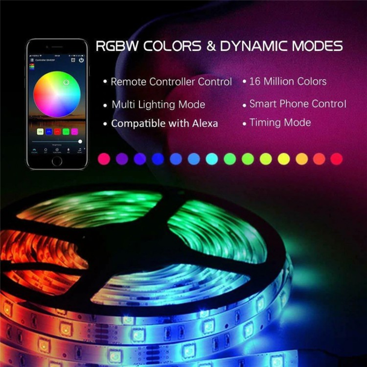 Светодиодная LED лента 5050 RGB  1 м, USB, Bluetooth 