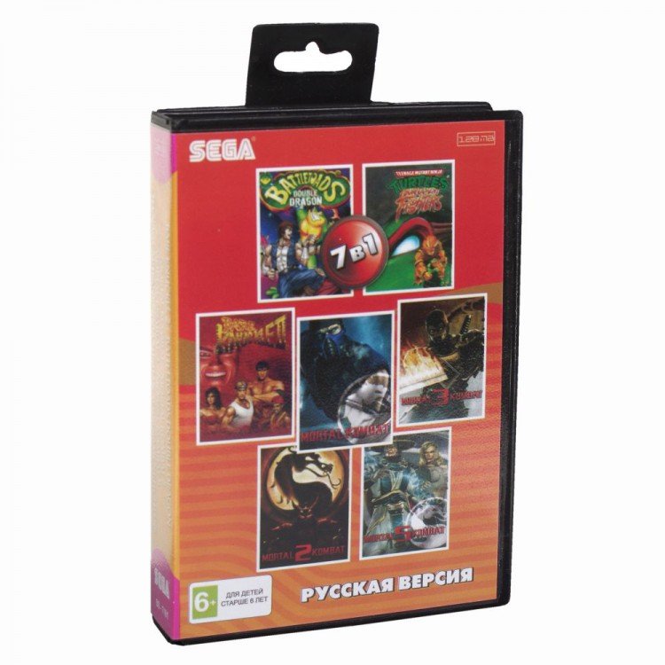 Картридж Сега 7 в 1 (BS-7101) Bare Knuckle 2 /Battletoads Doub Dragon /Mortal Kombat  /Mor 