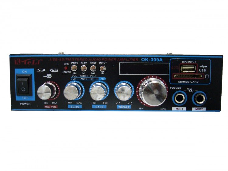 Стереоусилитель звука для колонок FM, USB, SD WR309A 