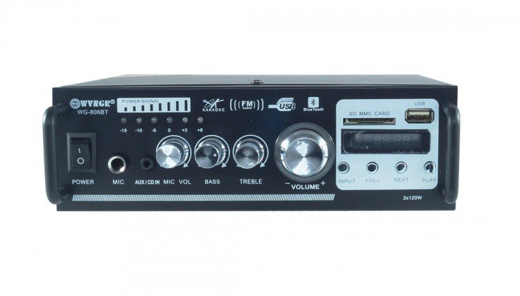 Стерео усилитель звука для колонок FM, USB, SD WR806 c Bluetooth 
