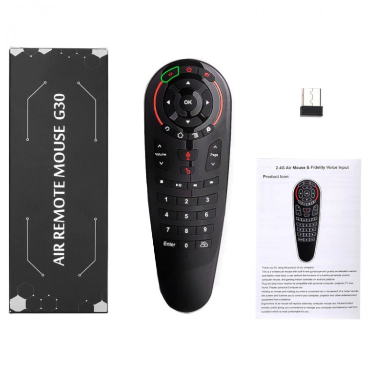 Аэромышь air mouse g30s пульт с гироскопом и голосовым поиском 