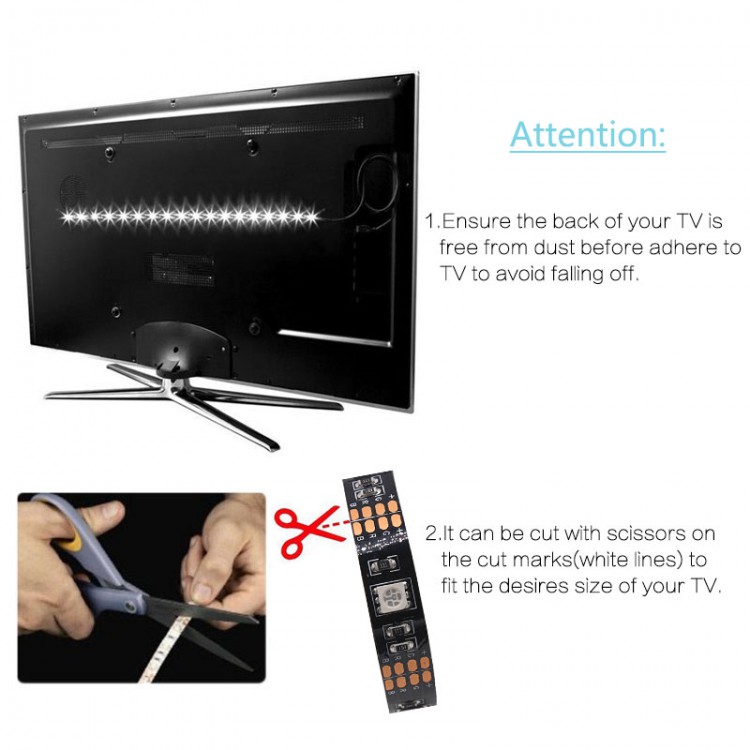 Светодиодная LED лента 5050 белая 1 м, USB, IP65 