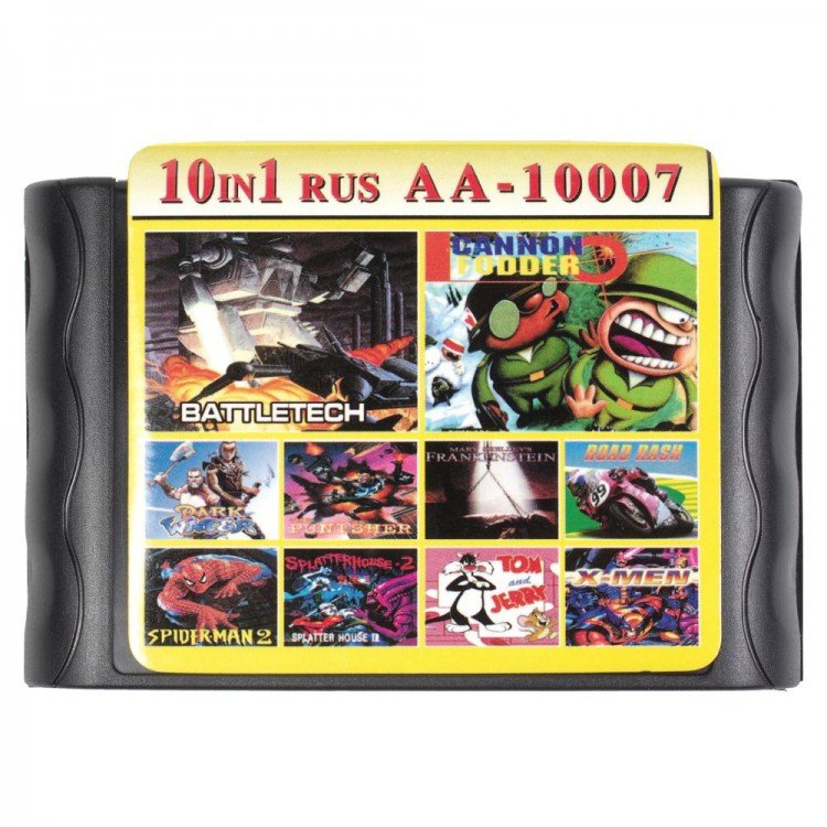 Картридж Sega 10 в 1  (AA-10007)  BATTLE TECH/CANNON FOD/TOM & JERRY/X-MEN+ 