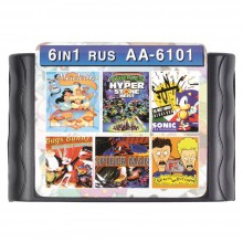 Картридж Sega 6 в 1 (AA-6101)  ALADDIN/ SPIDER-MAN/ BUGS BUNNY/ SONIC+..
