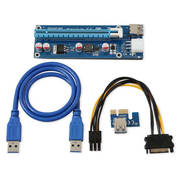 Райзер USB 3.0 PCI E x1 x16  006C питание 6Pin + SATA 