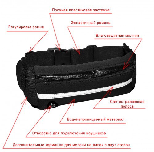 Поясная сумка для бега (пояс для телефона и смартфона) розовая 