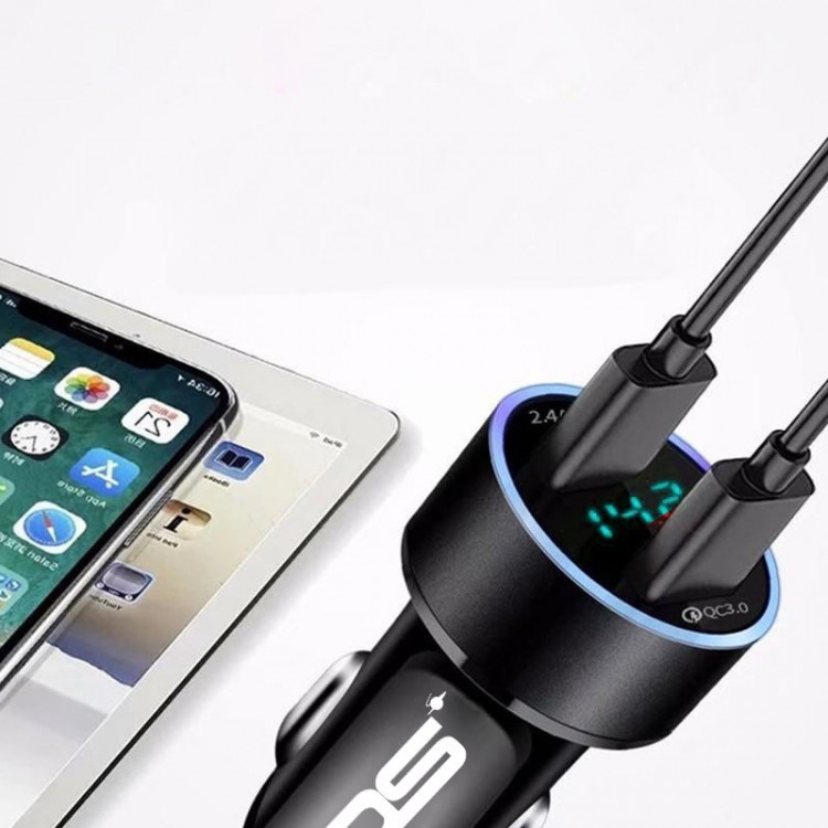 Автомобильный вольтметр в прикуриватель для машины в авто USB зарядка 