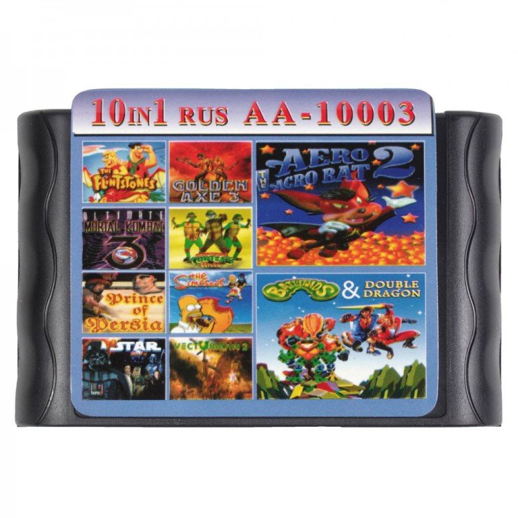 Картридж Sega 10 в 1 (AA-10003)  FLINTSTONES /GOLDEN AXE 3 /PRINCE OF +.. 