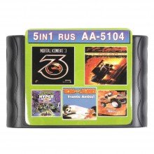 Картридж Сега 5в1 (AA-5104)  M K 3/TURTLE RETURN/ROCK'N ROLL/TOP GEAR 2+.