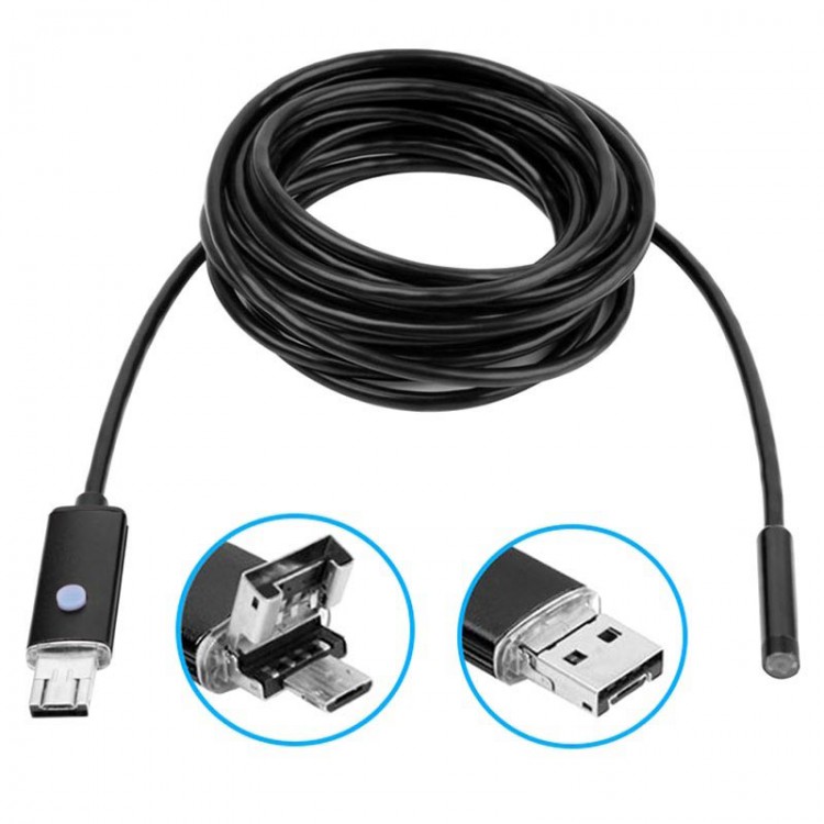 USB эндоскоп для андроид смартфонов и ПК 0,3 Мп 2 м 