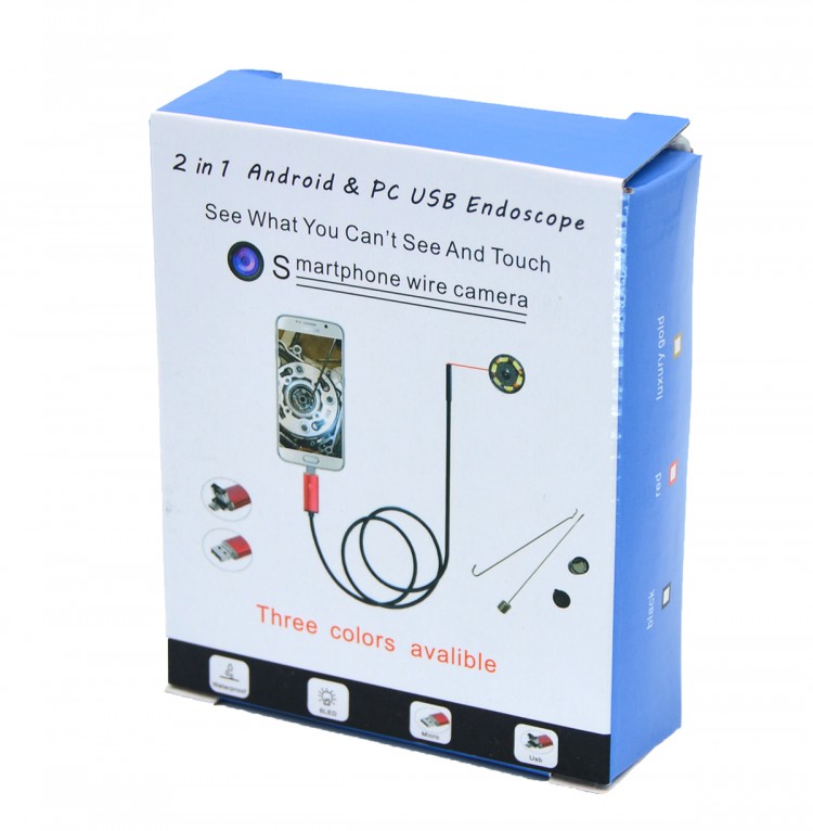 USB эндоскоп для андроид смартфонов и ПК 0,3 Мп 2 м 