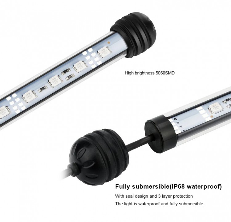 Светодиодный LED светильник лампа для аквариума 280 мм RGB c пультом 