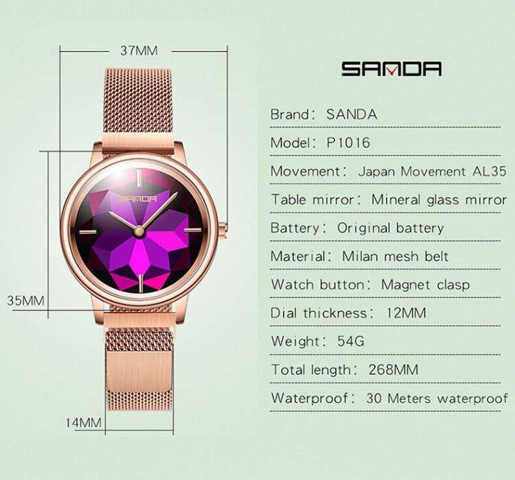 Женские электронные наручные часы SANDA P1016 